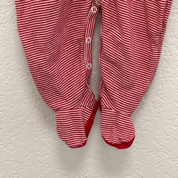 Petit Batou Red White Stripe Footie 6M - Picture 3 of 8